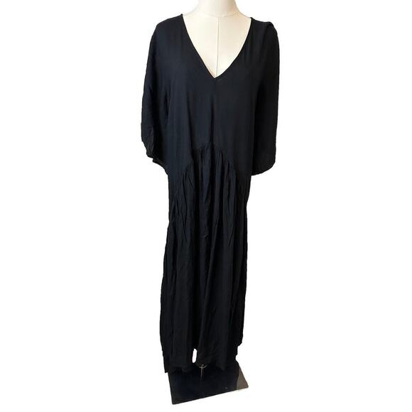 NWT Avenue Women Val Dress Short Button Tab Flutter Sleeve Size 22/24 Black - Picture 1 of 16